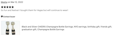 Load image into Gallery viewer, NYE Black and Silver CHEERS Champagne Bottle Earrings - LAST PAIR!