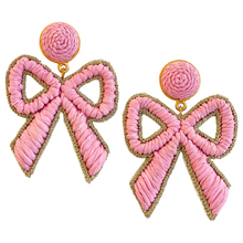 Charger l'image dans la galerie, Boucles d'Oreilles Noeud Raphia | Rose clair