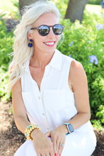 Load image into Gallery viewer, Lantern Raffia Earrings | Navy Blue