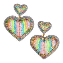 Charger l'image dans la galerie, Boucles D'oreilles Coeur Paillettes Pastel