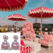 Load image into Gallery viewer, Pink Dolly Fringe Jacket Earrings