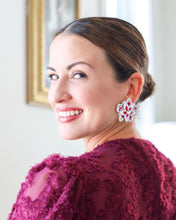 Load image into Gallery viewer, Dahlia Pink & White Flower Earrings