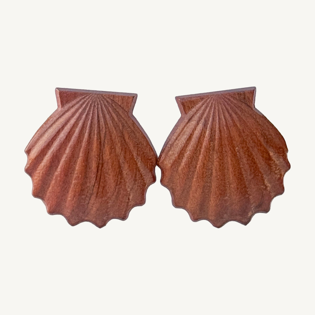 Coastal Fall Wooden Seashell Earrings