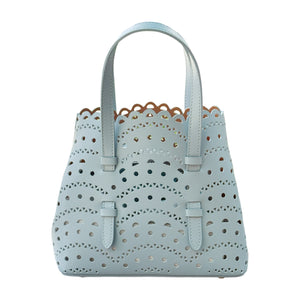 Mini Mia Perforated Leather Tote | Blue