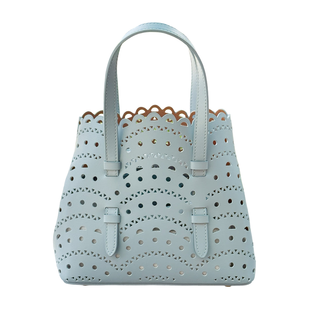 Mini Mia Perforated Leather Tote | Blue