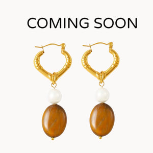 Roberta Pearl and Tiger Eye Earrings