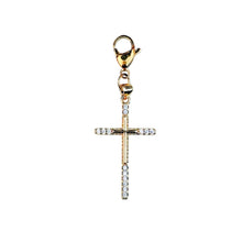 Load image into Gallery viewer, Gold Cross with Stones Charm Pendant
