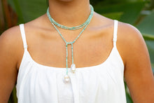 Load image into Gallery viewer, Isabella Semi-Precious Stone &amp; Baroque Pearl Wrap Necklace | Amazonite
