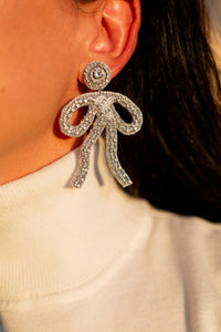 Coquette Embroidered Earrings | Silver