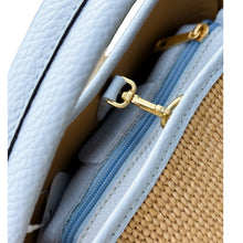 Load image into Gallery viewer, Julia Raffia and Leather Handbag | Light Blue
