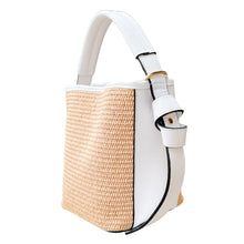 Cargar imagen en el visor de la galería, Julia Raffia and Leather Handbag | White
