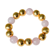 Cargar imagen en el visor de la galería, Pink Jade and Gold Bracelet
