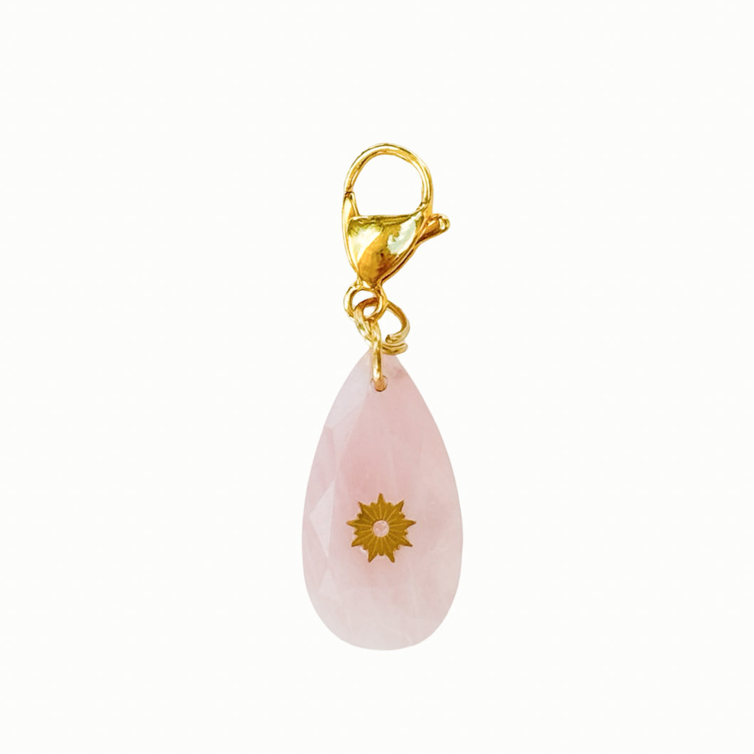 Drop Rose Quartz Charm Pendant
