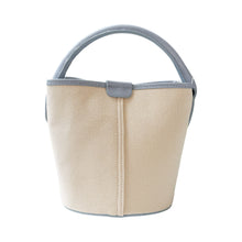 Cargar imagen en el visor de la galería, Canvas &amp; Leather Bucket Bag | Light Blue Trim
