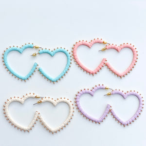 Raffia Heart Shape Hoop Earrings