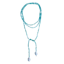 Load image into Gallery viewer, Isabella Semi-Precious Stone &amp; Baroque Pearl Wrap Necklace | Amazonite
