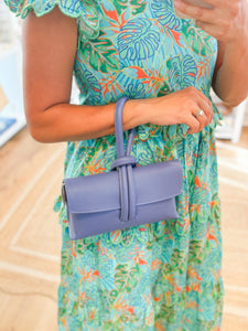 Wristlet Leather Handbag | Blue