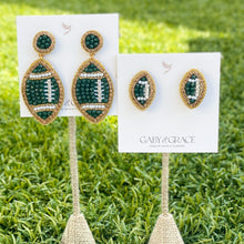 Load image into Gallery viewer, Green GameDay Football Dainty Stud Earrings
