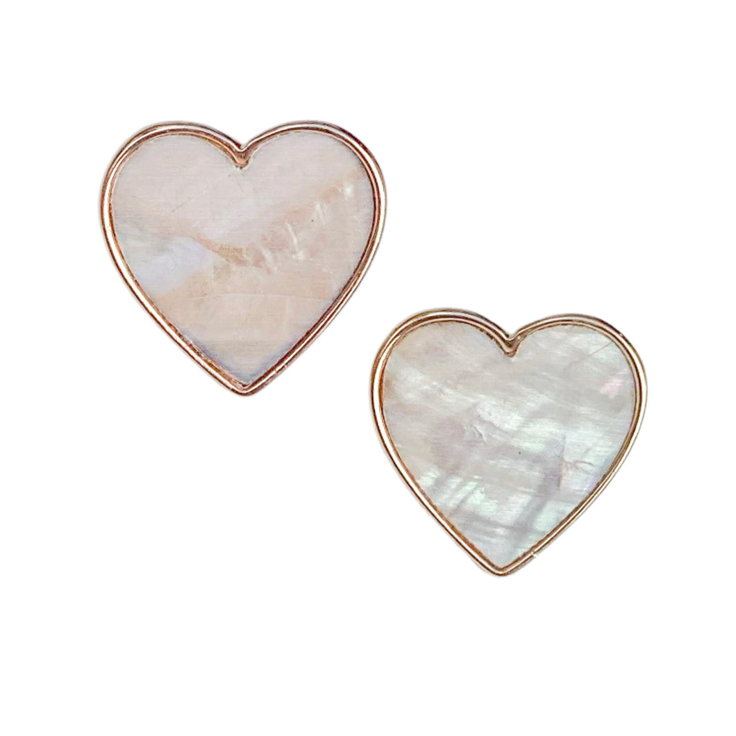 Mother of Pearl Heart Earring Studs