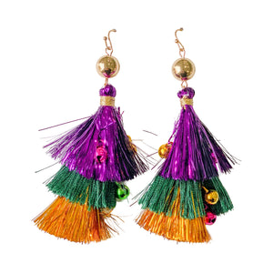 Metallic Tassel Mardi Gras Earrings