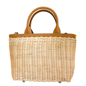 Charleston Rattan Handbag | Caramel