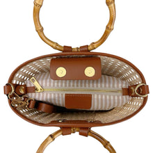 Load image into Gallery viewer, Lucia Cane &amp; Bamboo Handle Handbag | Brown
