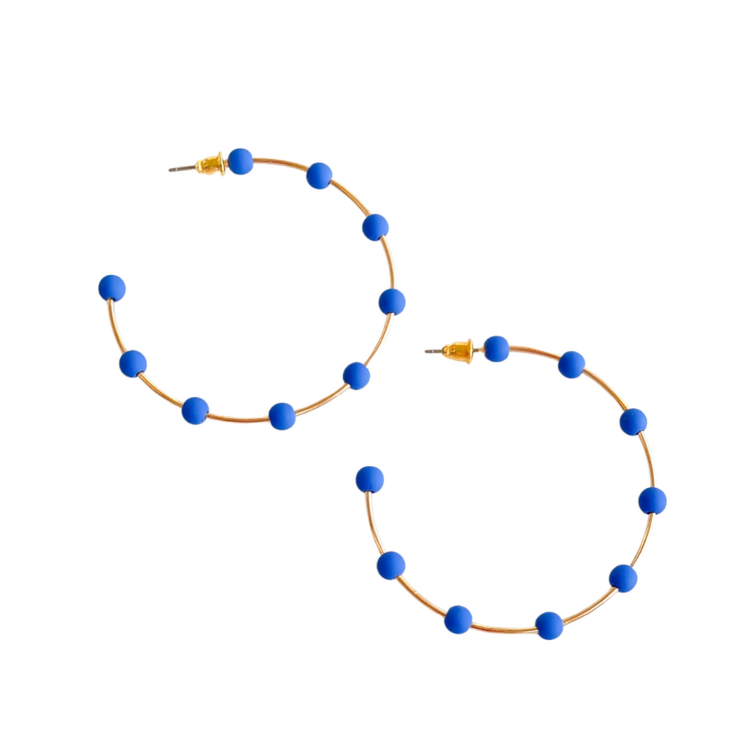 Beads Hoop Earrings | Blue