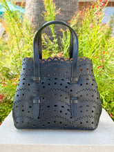 Load image into Gallery viewer, Mini Mia Perforated Leather Handbag | Black
