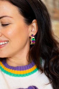 Mardi Gras Dazzling Hoop Earrings