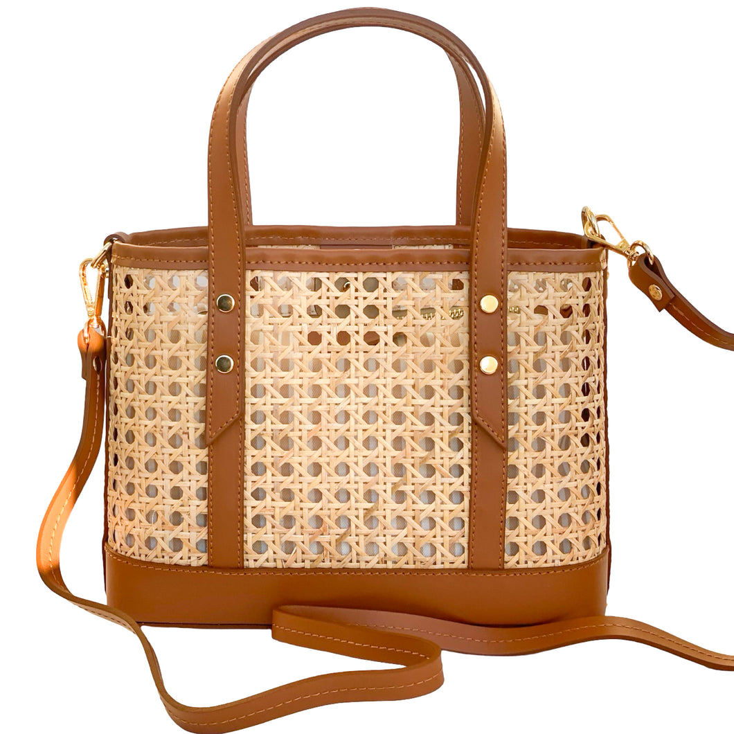 Riviera Cane Rattan Handbag | Chestnut