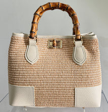 Load image into Gallery viewer, Bamboo Handle Raffia  Handbag | Ivory
