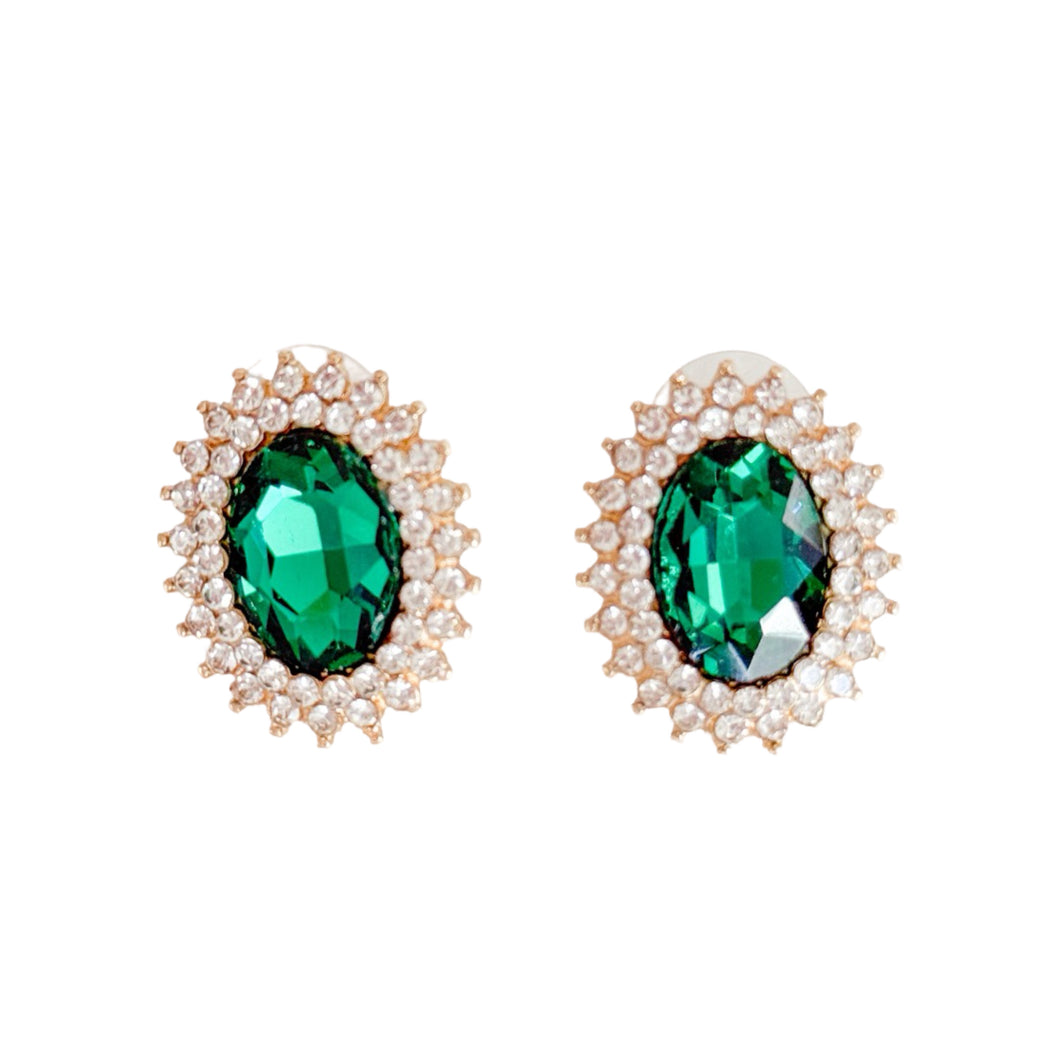 Holiday Green Oval Stud Earrings