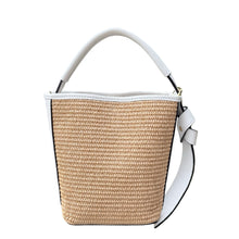 Cargar imagen en el visor de la galería, Julia Raffia and Leather Handbag | White
