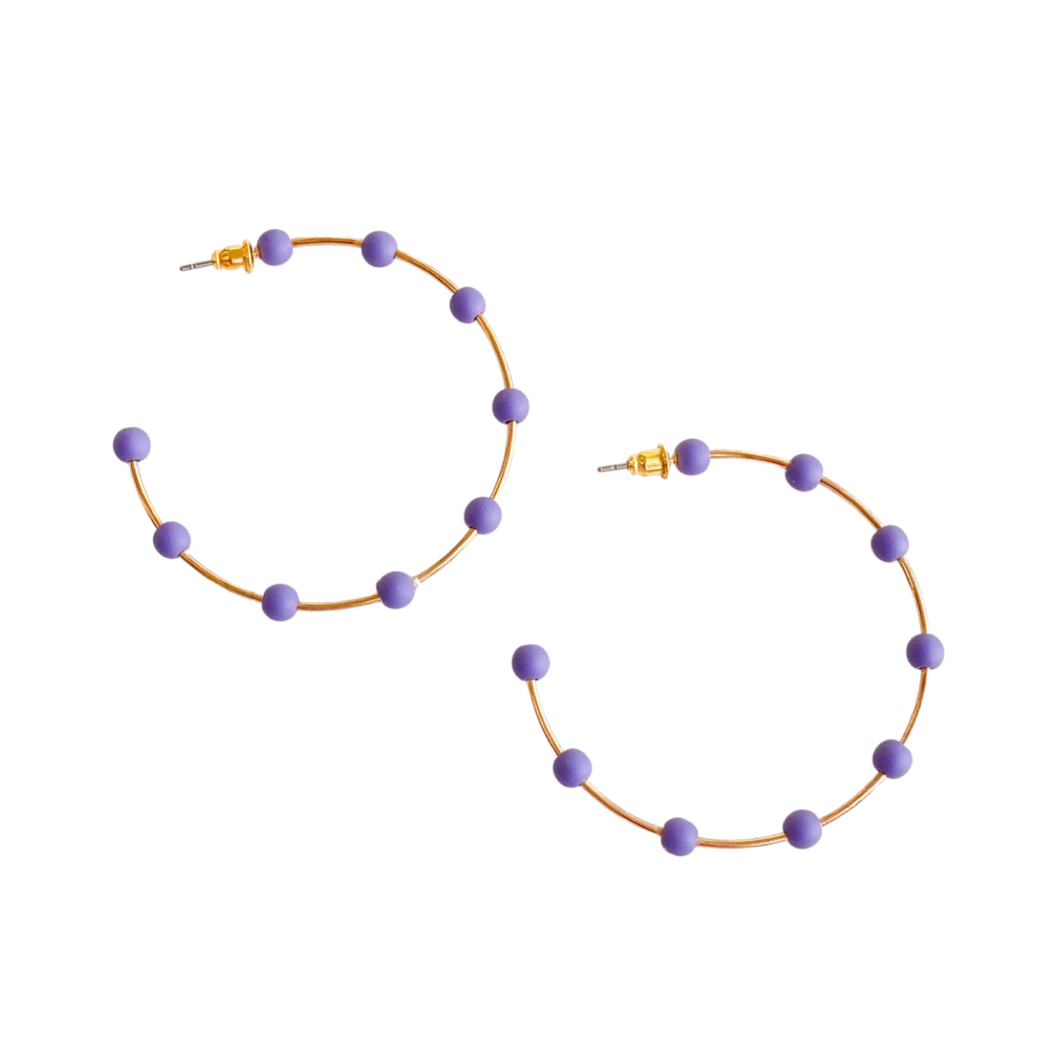 Beads Hoop Earrings | Purple