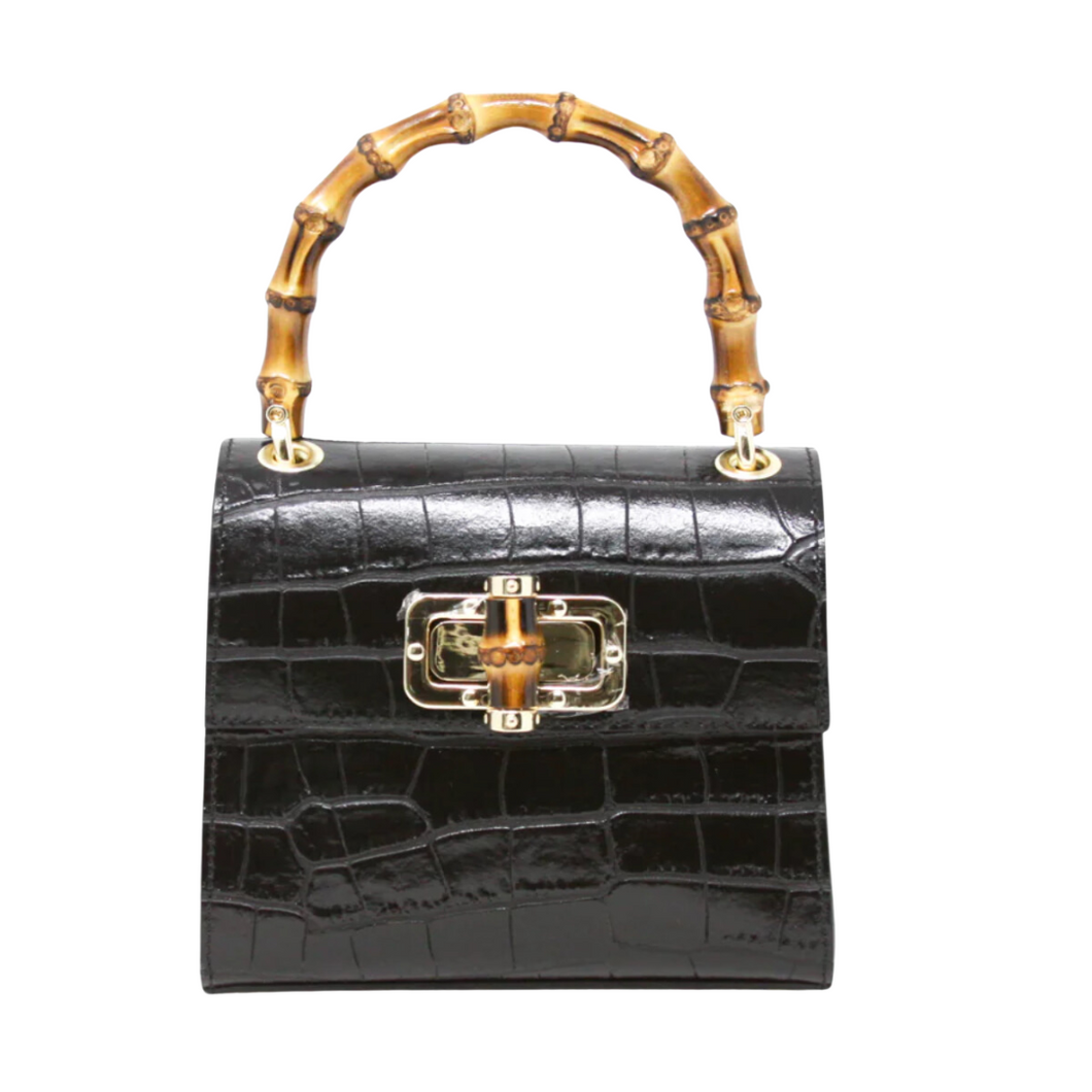 Gisele Bamboo Handle Handbag | Black