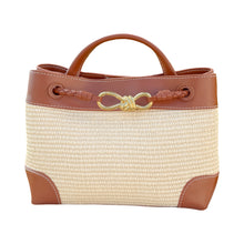 Load image into Gallery viewer, Venice Raffia &amp; Leather Handbag | Brown

