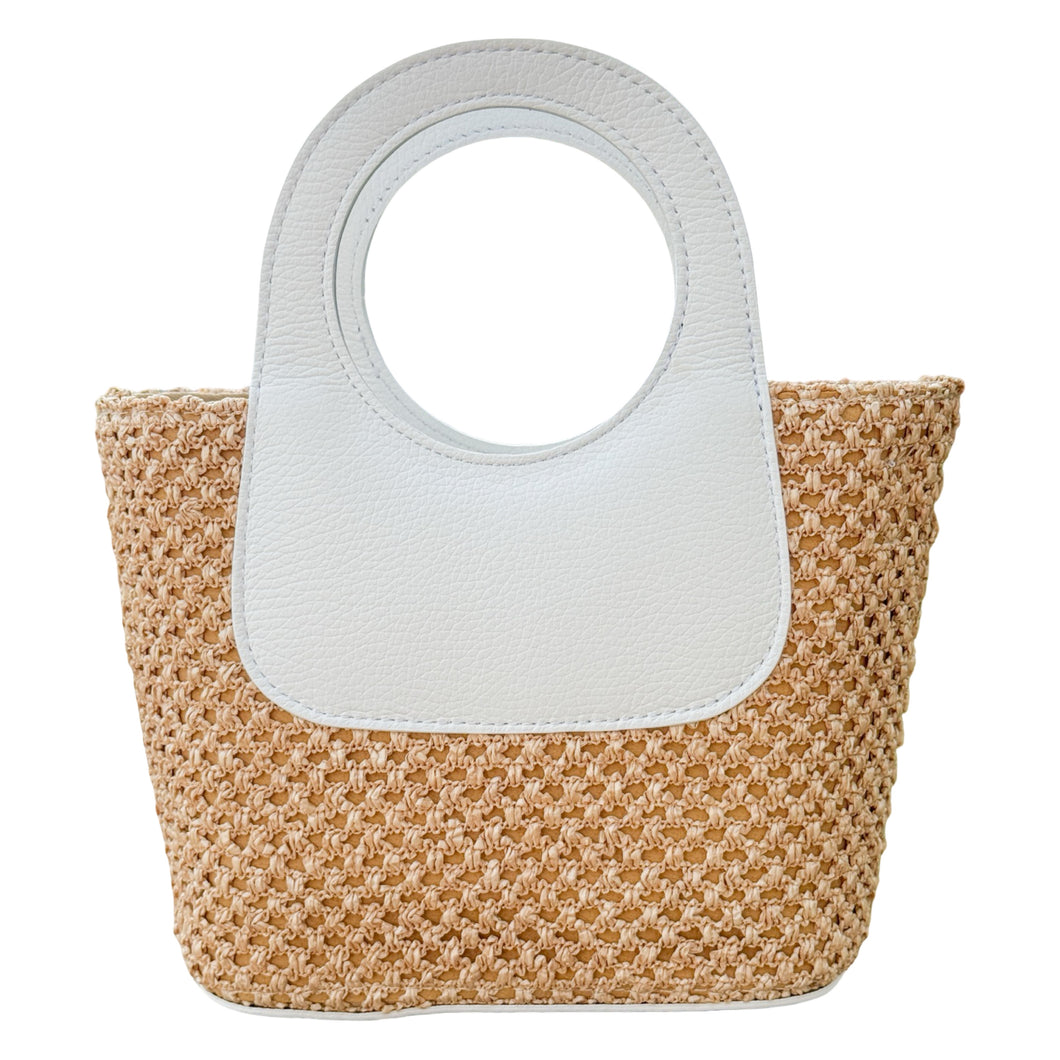 Almafi Raffia Handbag | White