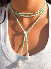 Load image into Gallery viewer, Isabella Semi-Precious Stone &amp; Baroque Pearl Wrap Necklace | Amazonite
