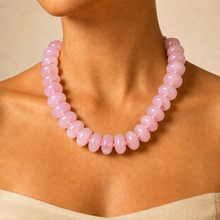 Load image into Gallery viewer, Rondelle Chunky Resin Bead Statement Necklace | Light Pink

