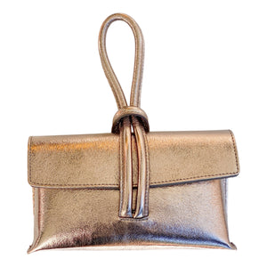 Wristlet Leather Handbag | Bronze