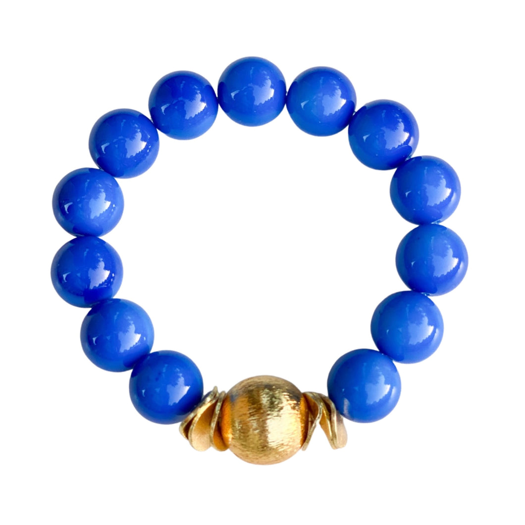 Bracelet Candace Perles de verre bleu royal | 12 mm et 14 mm