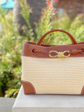 Load image into Gallery viewer, Venice Raffia &amp; Leather Handbag | Brown
