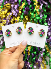 Load image into Gallery viewer, Eva Crystal Cluster Earrings | Mardi Gras Edition
