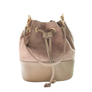 Turin Suede and Leather Handbag | Beige