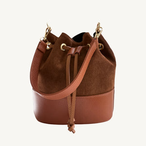 Turin Suede and Leather Handbag | Camel