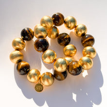 Load image into Gallery viewer, Tiger's Eye &amp; Brushed Gold Chunky Beaded Stretch Bracelet
