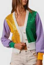 Charger l'image dans la galerie, Mardi Gras Long Sleeve Sweater with Sequins
