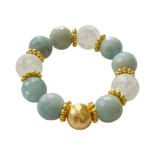 Cargar imagen en el visor de la galería, Aquamarine and Daisy Ring Bracelet | 16mm
