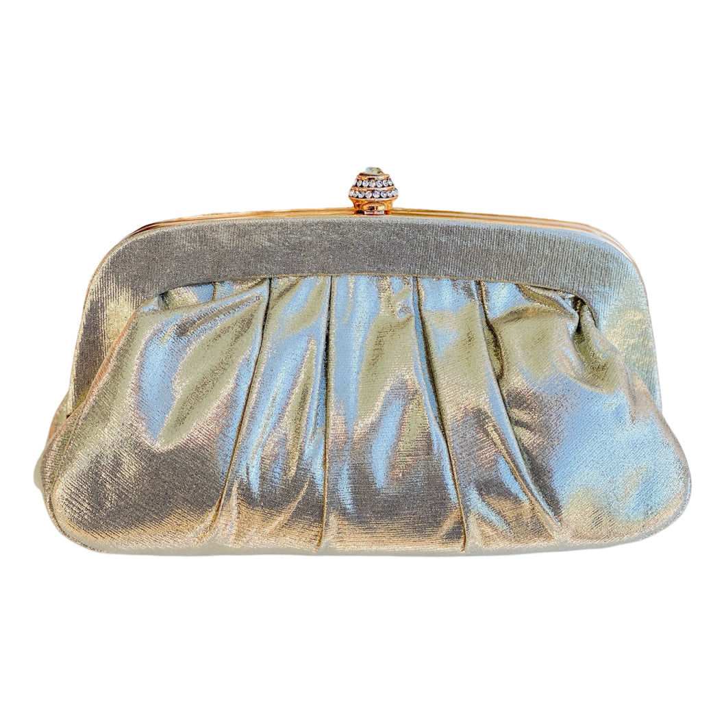 Satin Evening Handbag | Gold Metallic