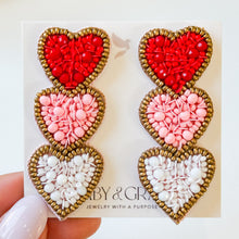 Load image into Gallery viewer, Valentines Triple Heart Earrings
